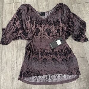 ELLA MOSS Elegant Purple Patterned Women's Top